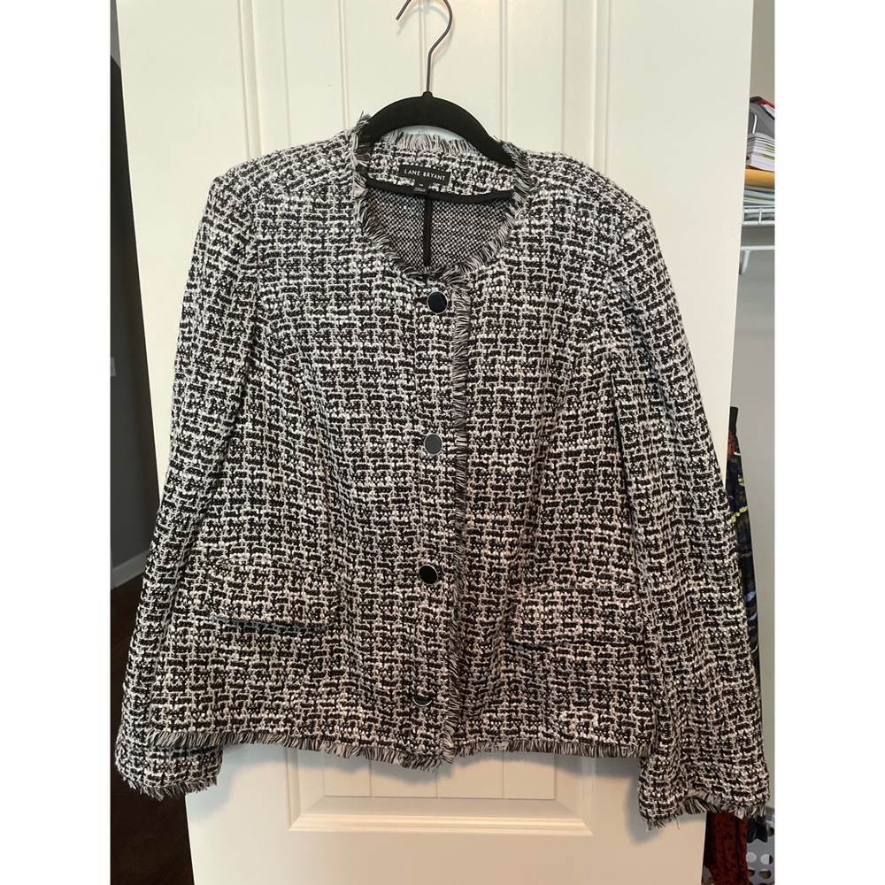 Lane Bryant Black and White Tweed Blazer